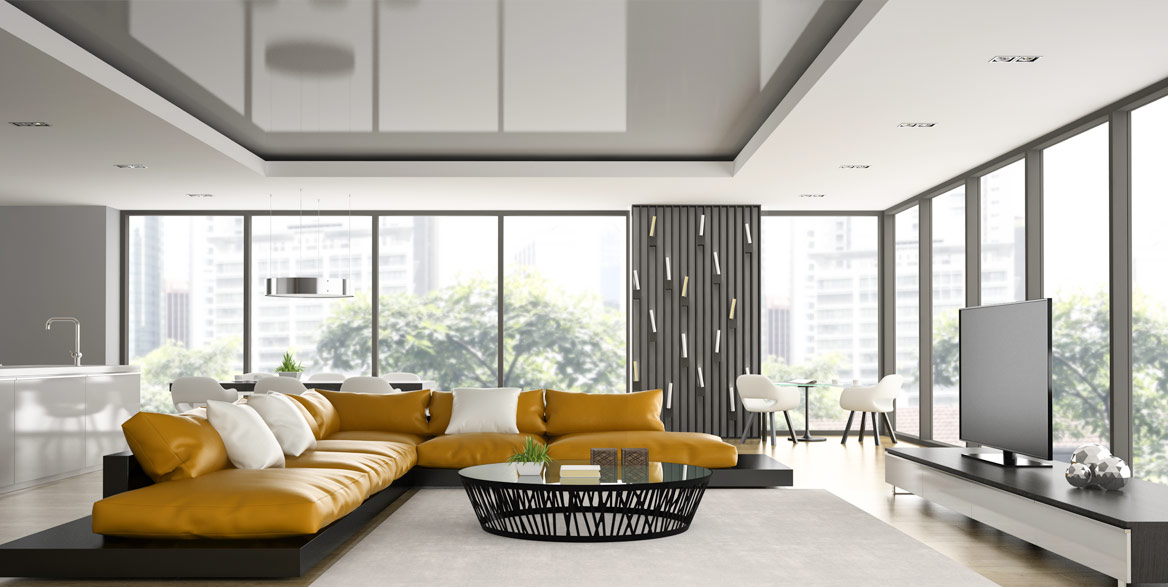 Loft mit Spanndecke Hochglanz weiss Lack